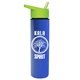 a lime-green lid & royal blue bottle slim travel tumbler - 16 oz double wall insulated with flip straw lid