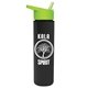 a lime-green lid & black bottle slim travel tumbler - 16 oz double wall insulated with flip straw lid