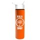 a white lid & orange bottle slim travel tumbler - 16 oz double wall insulated with flip straw lid