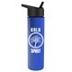 a black lid & royal blue bottle slim travel tumbler - 16 oz double wall insulated with flip straw lid