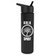 a black lid & black bottle slim travel tumbler - 16 oz double wall insulated with flip straw lid