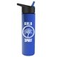 a black-with-blue-spout lid & royal blue bottle slim travel tumbler - 16 oz double wall insulated with flip straw lid