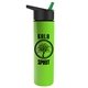 a black-with-green-spout lid & lime green bottle slim travel tumbler - 16 oz double wall insulated with flip straw lid