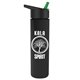 a black-with-green-spout lid & black bottle slim travel tumbler - 16 oz double wall insulated with flip straw lid
