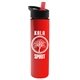 a black-with-red-spout lid & red bottle slim travel tumbler - 16 oz double wall insulated with flip straw lid