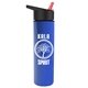 a black-with-red-spout lid & royal blue bottle slim travel tumbler - 16 oz double wall insulated with flip straw lid
