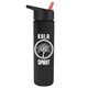 a black-with-red-spout lid & black bottle slim travel tumbler - 16 oz double wall insulated with flip straw lid