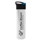 a black with blue flip tab lid & white bottle slim travel tumbler - 16 oz double wall insulated with pop - up sip lid