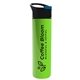 a black with blue flip tab lid & lime green bottle slim travel tumbler - 16 oz double wall insulated with pop - up sip lid