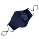 aerial view a navy blue 3 ply cotton fitted mask, image 1 of 4
