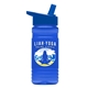 a royal blue lid & transparent blue bottle 20 oz upcycle rpetbottle flip straw lid - digital