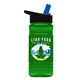 a black with blue spout lid & transparent green bottle 20 oz upcycle rpetbottle flip straw lid - digital