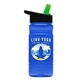 a black with green spout lid & transparent blue bottle 20 oz upcycle rpetbottle flip straw lid - digital