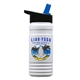 a black with blue spout lid & eco white bottle 20 oz upcycle rpetbottle flip straw lid - digital