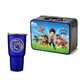 a black lunchbox & blue tumbler retro lunchbox + 20 oz economy stainless steel tumbler in vacuum formed insert