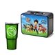 a black lunchbox & green tumbler retro lunchbox + 20 oz economy stainless steel tumbler in vacuum formed insert