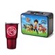 a black lunchbox & red tumbler retro lunchbox + 20 oz economy stainless steel tumbler in vacuum formed insert