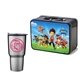 a black lunchbox & silver tumbler retro lunchbox + 20 oz economy stainless steel tumbler in vacuum formed insert