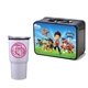 a black lunchbox & white tumbler retro lunchbox + 20 oz economy stainless steel tumbler in vacuum formed insert