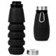 aerial view a black the whirlwind 20 oz collapsible silicone water bottle, image 1 of 3