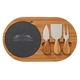 aerial view a natural bamboo 4- piece oval slate cheese board set, image 1 of 4