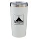 aerial view a matte white 20 oz everest powder coated stainless steel tumbler, image 1 of 4