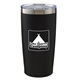 aerial view a matte black 20 oz everest powder coated stainless steel tumbler, image 1 of 4