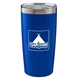 aerial view a matte blue 20 oz everest powder coated stainless steel tumbler, image 1 of 4