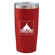 aerial view a matte red 20 oz everest powder coated stainless steel tumbler, image 1 of 4