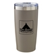 aerial view a matte grey 20 oz everest powder coated stainless steel tumbler, image 1 of 4