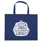 aerial view a royal blue thrifty tote bag - screen print, image 1 of 4
