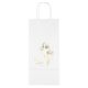 aerial view a white white kraft vino paper bag usa made w / foil print, image 1 of 3