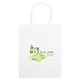 aerial view a white kraft white kraft mini shopper paper bag w / foil print, image 1 of 3