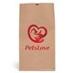 aerial view a brown kraft 20 sos paper bag usa made w / foil print, image 1 of 4