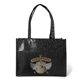 aerial view a black couture(tm) tote bag w / reflective glossy sparkle, image 1 of 7