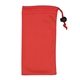 aerial view a red spot color microfiber drawstring pouch for cell phones, eyeglasses and other accessories, image 1 of 3