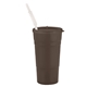 a black 22 oz reusable plastic party cup with lid