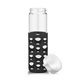 aerial view a black 20 oz silicone round cutouts glass bottle, image 1 of 2