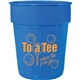 aerial view a blue fluted 16 oz recycled stadium cup, image 1 of 3