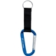 aerial view a blue large carabiner key ring with strap, image 1 of 2