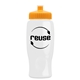 a white bottle & athletic gold lid poly - pure - 27 oz transparent bottle with push pull lid