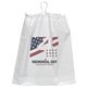 aerial view a white 12x16 cotton drawstring bag with gusset, image 1 of 2