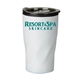 aerial view a white with smoke lid 14 oz white stainless steel twisting tumbler, image 1 of 2
