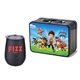 a black lunchbox & matte black wine glass retro lunchbox + single 10 oz stemless wine glass in vacuum formed insert