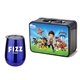 a black lunchbox & blue wine glass retro lunchbox + single 10 oz stemless wine glass in vacuum formed insert