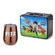 a black lunchbox & copper wine glass retro lunchbox + single 10 oz stemless wine glass in vacuum formed insert