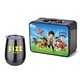 a black lunchbox & titanium grey wine glass retro lunchbox + single 10 oz stemless wine glass in vacuum formed insert