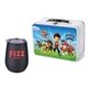 a white lunchbox & matte black wine glass retro lunchbox + single 10 oz stemless wine glass in vacuum formed insert