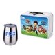 a white lunchbox & silver wine glass retro lunchbox + single 10 oz stemless wine glass in vacuum formed insert