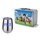 a silver lunchbox & silver wine glass retro lunchbox + single 10 oz stemless wine glass in vacuum formed insert
